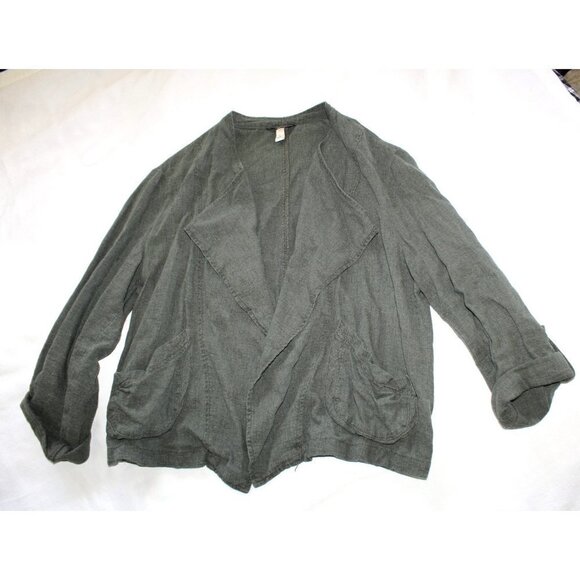 Supplies Linen Blend Cardigan Large Open front Lagenlook Pockets long sleeves - Picture 3 of 8